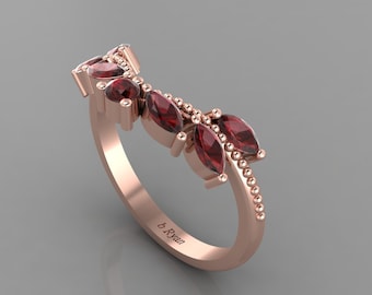 925 Sterling Silver Red Garnet Band | Red Garnet Wedding Band Ring | Stacking Wedding Band | Red Garnet Anniversary Bands | Garnet Bands