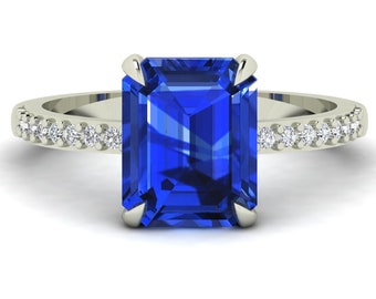 4.3Ct Natural Tanzanite Engagement Ring In 14K Solid White Gold | AAAA Tanzanite & Diamond Anniversary Ring | December Birthstone