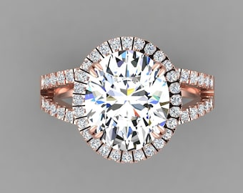 Split Shank Lab Grown Diamond Engagement Ring In 14K Solid Rose Gold | Oval Shape Lab Grown Diamond Anniversary Ring | Lab Diamond Rings