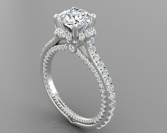 Stunning 1.3Ct Lab Grown Diamond Ring in 14K Solid White Gold,Round Cut Lab Grown Diamond Engagement Ring,Perfect Anniversary Gift for Her