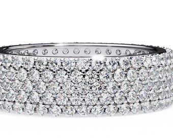 2.2Ct Natural Diamond Full Eternity Engagement Band In 14K Solid White Gold | Diamond Wedding Band Ring | Diamond Anniversary Bands Ring