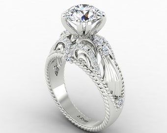 2Ct Lab Grown Diamond Engagement Ring In 14K Solid White Gold,Round Cut Lab Grown Diamond Ring | Solitaire Lab Grown Diamond Wedding Ring