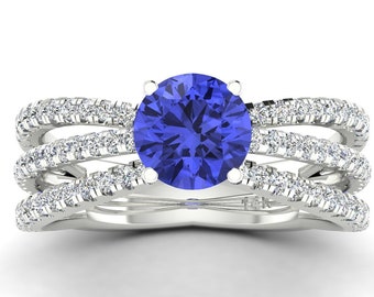 2.4Ct Natural Tanzanite Engagement Ring In 14K Solid White Gold | AAAA Tanzanite & Diamond Wedding Ring | Anniversary Ring | Promise Ring