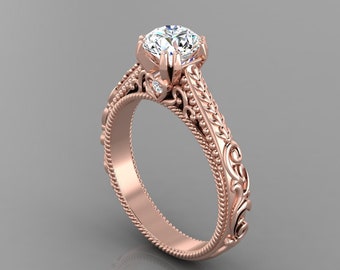 1.3Ct Lab Grown Diamond Engagement Ring In 14K Solid Rose Gold | Unique Lab Grown Diamond Wedding Ring | Lab Grown Diamond Anniversary Ring