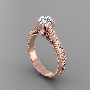 1.3Ct Lab Grown Diamond Engagement Ring In 14K Solid Rose Gold | Unique Lab Grown Diamond Wedding Ring | Lab Grown Diamond Anniversary Ring