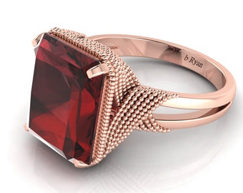 Gorgeous Natural Red Garnet Engagement Ring In 14K Rose Gold,Solitaire Garnet Ring,Vintage Garnet Women's Ring,Anniversary Gifts For Wife