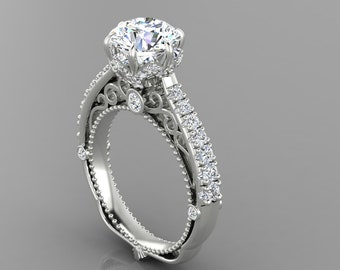 1.30Ct Solitaire Lab Grown Diamond Engagement Ring In 14K Solid White Gold,Unique Lab Grown Diamond Ring,Perfect Anniversary Gift For Wife