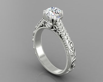 1.3Ct Lab Grown Diamond Engagement Ring In 14K Solid White Gold | Unique Lab Grown Diamond Ring | Anniversary Ring | Promise Ring