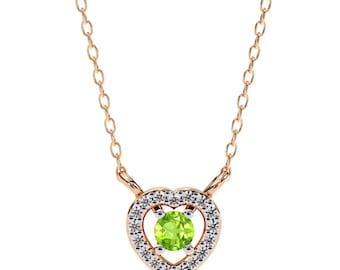Natural Round Cut Peridot Pendant | Peridot Engagement Pendant | 925 Sterling Silver Peridot Pendant | Peridot Necklace | Gifts For Her