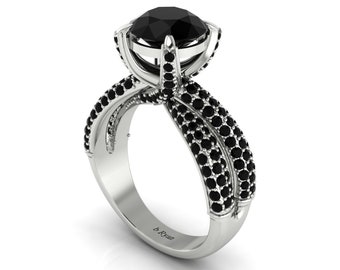 Vintage Natural Round Cut Black Onyx Engagement Ring In 925 Sterling Silver,Unique Black Onyx Women's Ring,Valentine's Gifts For Her