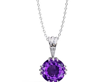 Amethyst Pendant Necklace: 14K Rose Gold, February Birthstone