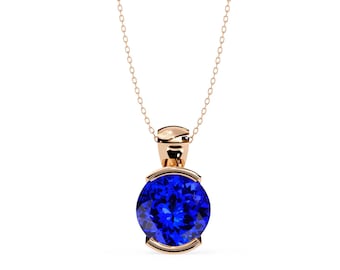2.5Ct Natural Tanzanite Engagement Pendant | 14K Yellow Gold Tanzanite Pendant | AAAA Tanzanite Pendant | Tanzanite Necklace | Gifts For Her