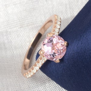 Pink Morganite Engagement Ring In 14K Solid Rose Gold | Lab Grown Pink Morganite & Diamond Ring | Wedding Ring | Solitaire Morganite Ring