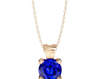 2.5Ct Natural Tanzanite Engagement Pendant | 14K Yellow Gold Tanzanite Pendant | AAAA Tanzanite Pendant | Tanzanite Necklace | Gifts For Her
