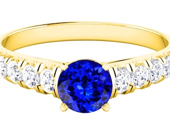 1.Ct Natural Tanzanite Engagement Ring In 14K Solid Yellow Gold | AAAA Tanzanite & Diamond Wedding Ring | Anniversary Ring | Promise Ring