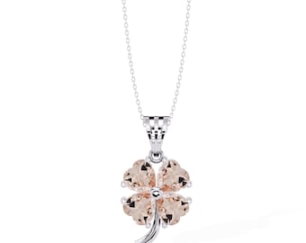 Natural Heart Cut Morganite Pendant | 14K White Gold Morganite Pendant | Morganite Wedding Pendant | Morganite Anniversary Pendant