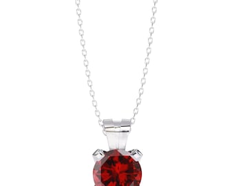 Red Garnet 14K Rose Gold Pendant Necklace - Handmade Anniversary Jewelry