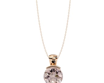 Peach Morganite Pendant Necklace: 14K Rose Gold, Handmade
