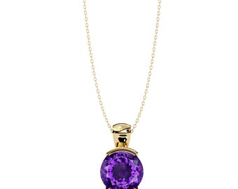Amethyst Pendant Necklace: 14K Rose Gold, February Birthstone