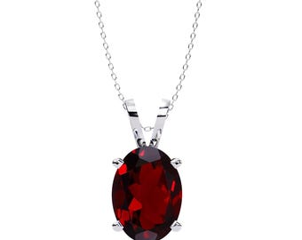 Oval Red Garnet Pendant: 14K Rose Gold Anniversary Necklace