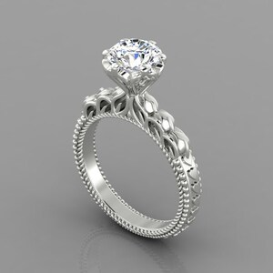 0.8Ct Solitaire Lab Grown Diamond Engagement Ring In 14K Solid White Gold | Vintage Lab Grown Diamond Wedding Ring,Anniversary Gift For Wife