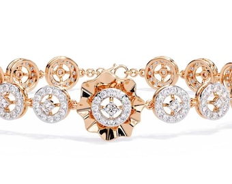 2.5Ct Natural Diamond Tennis Bracelet In 14K Solid Rose Gold | Genuine Diamond Handmade Bracelet | Diamond Wedding Bracelet | Gifts For Her