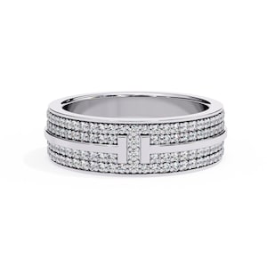 1.7Ct Natural Diamond Full Eternity Engagement Band In 14K Solid White Gold | Genuine Diamond Wedding Band | Diamond Anniversary Bands Ring