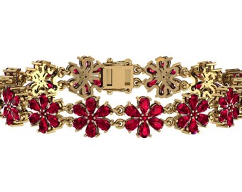 Ruby Tennis Bracelets | Lab Created Ruby Bracelet | 925 Sterling Silver Ruby Bracelets | Handmade Ruby Bracelets | Vintage Ruby Bracelets