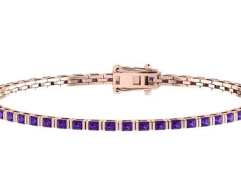 Amethyst Bracelet | Women's Amethyst Tennis Bracelet In 925 Sterling Silver | Handmade Amethyst Bracelet | Perfect Anniversary Gift For Wife