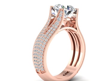 2Ct Solitaire Lab Grown Diamond Engagement Ring In 14K Rose Gold,Unique Lab Grown Diamond Women's Ring,Perfect Anniversary Gifts For Wife