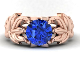 2.4Ct Natural Tanzanite Engagement Ring In 14K Rose Gold | Solitaire Tanzanite Ring | AAAA Tanzanite Wedding Ring | December Birthstone