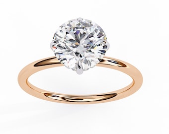 1.3Ct Solitaire Lab Grown Diamond Engagement Ring In 14K Solid Rose Gold | Diamond Wedding Ring | Diamond Promise Ring | Gifts For Her