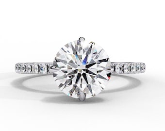 2.70Ct Solitaire Lab Grown Diamond Engagement Ring In 14K Solid White Gold | Unique Lab Grown Diamond Wedding Ring | Anniversary Gift