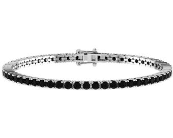 Gorgeous Black Onyx Bracelet, Black Onyx Tennis Bracelet In 925 Sterling Silver,Round Black Onyx Bracelet,Perfect Anniversary Gifts For Wife