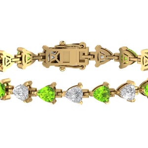 Natuurlijk biljoen geslepen peridot-armband, 925 sterlingzilveren peridot-tennisarmband, peridot-armband voor dames, perfecte verjaardagscadeaus voor haar