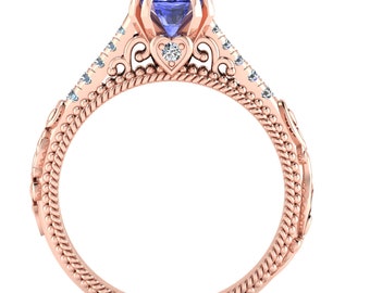 2.4Ct Natural Tanzanite Engagement Ring In 14K Solid Rose Gold | AAAA Tanzanite & Diamond Wedding Ring | Anniversary Ring | Promise Rings