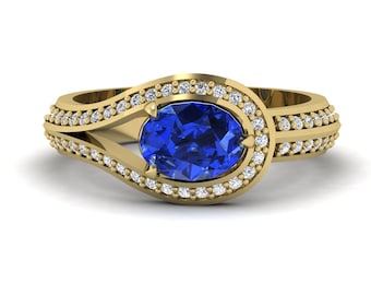 1.5Ct Natural Tanzanite Engagement Ring In 14K Solid Rose Gold | AAA Tanzanite & Diamond Ring | December Birthstone | Unique Tanzanite Ring