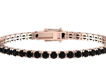 Black Onyx Handmade Bracelet | Black Onyx Tennis Bracelet In 925 Sterling Silver | Black Onyx Bracelet | Anniversary Bracelet | Gift For Her