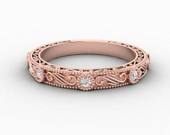 Unique Engagement Bands Ring | 925 Sterling Silver Band Ring | Wedding Diamond Ring | Anniversary Bands | Rose Gold Ring | Stacking Bands