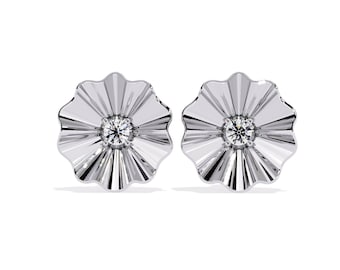 Unique Flower Diamond Studs Earrings In 14K Solid White Gold,Natural Diamond Women's Earrings,Diamond Studs Earrings,Perfect Gifts Fr Her