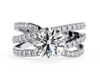 Solitaire Lab Grown Diamond Engagement Ring In 14K Solid White Gold | Lab Grown Diamond Wedding Ring | Lab Grown Diamond Anniversary Ring