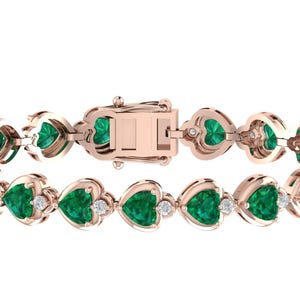 Hart Cut Emerald Tennis Bracelet In 925 Sterling Silver,Women&#39;s Emerald Handmade Bracelet,Wedding Bracelet, Anniversary Gift For Wife