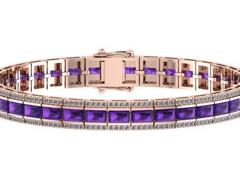 Gorgeous Natural Amethyst Bracelet | Amethyst Handmade Tennis Bracelet In 925 Sterling Silver | Amethyst Promise Bracelet | Gifts For Her