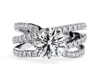 Solitaire Lab Grown Diamond Ring | Diamond Engagement Ring In 14K White Gold | Unique Diamond Wedding Ring | Anniversary Ring | Promise Ring