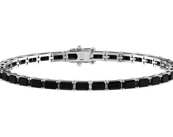 Black Onyx Bracelet | Black Onyx Tennis Bracelet In 925 Sterling Silver | Black Onyx Handmade Bracelet | Perfect Anniversary Gifts For Wife