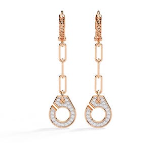 Unique Natural Diamond Dangle Earrings In 14K Solid Rose Gold,Gorgeous Diamond Studs Eerrings,Diamond Women&#39;s Earrings,Valentine Gifts