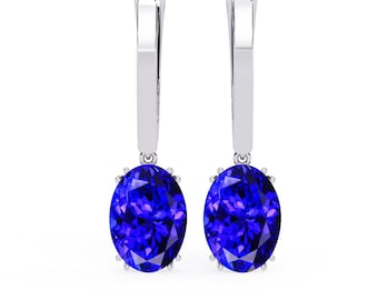 1.6Ct Natural Tanzanite Earrings | 14K White Gold Tanzanite Earrings | Tanzanite Dangal Earrings | AAAA Tanzanite Earrings | Gift For Her