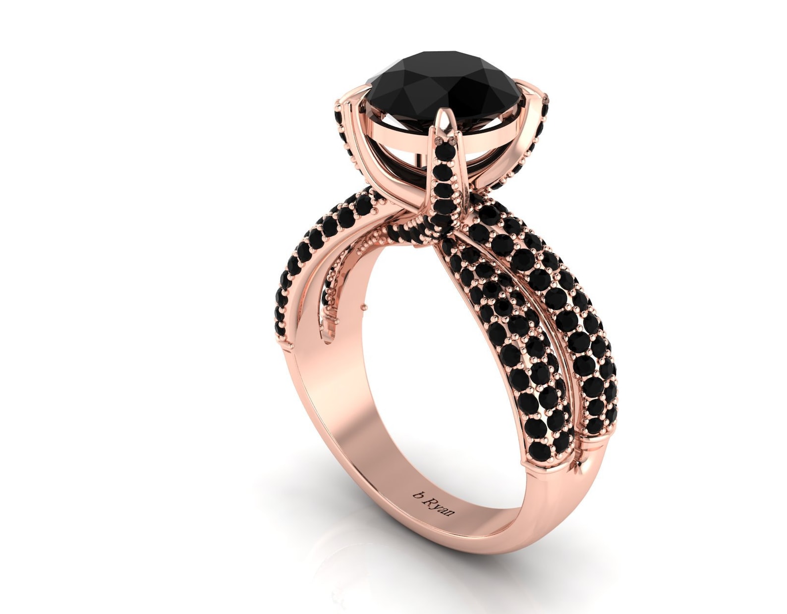 Black Onyx Engagement Ring 14K Solid Rose Gold Black Onyx Ring Etsy