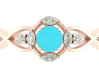 Natural Turquois Engagement Ring In 925 Sterling Silver | Marquises Cut White Topaz Wedding Ring  | Anniversary Ring | Promise Ring
