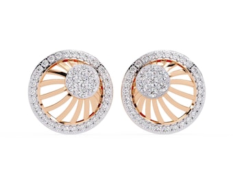 Natural Diamond Studs Earrings In 14K Solid Rose Gold | Unique Diamond Women's Earrings | Diamond Studs Earrings | Perfect Gifts Fr Her